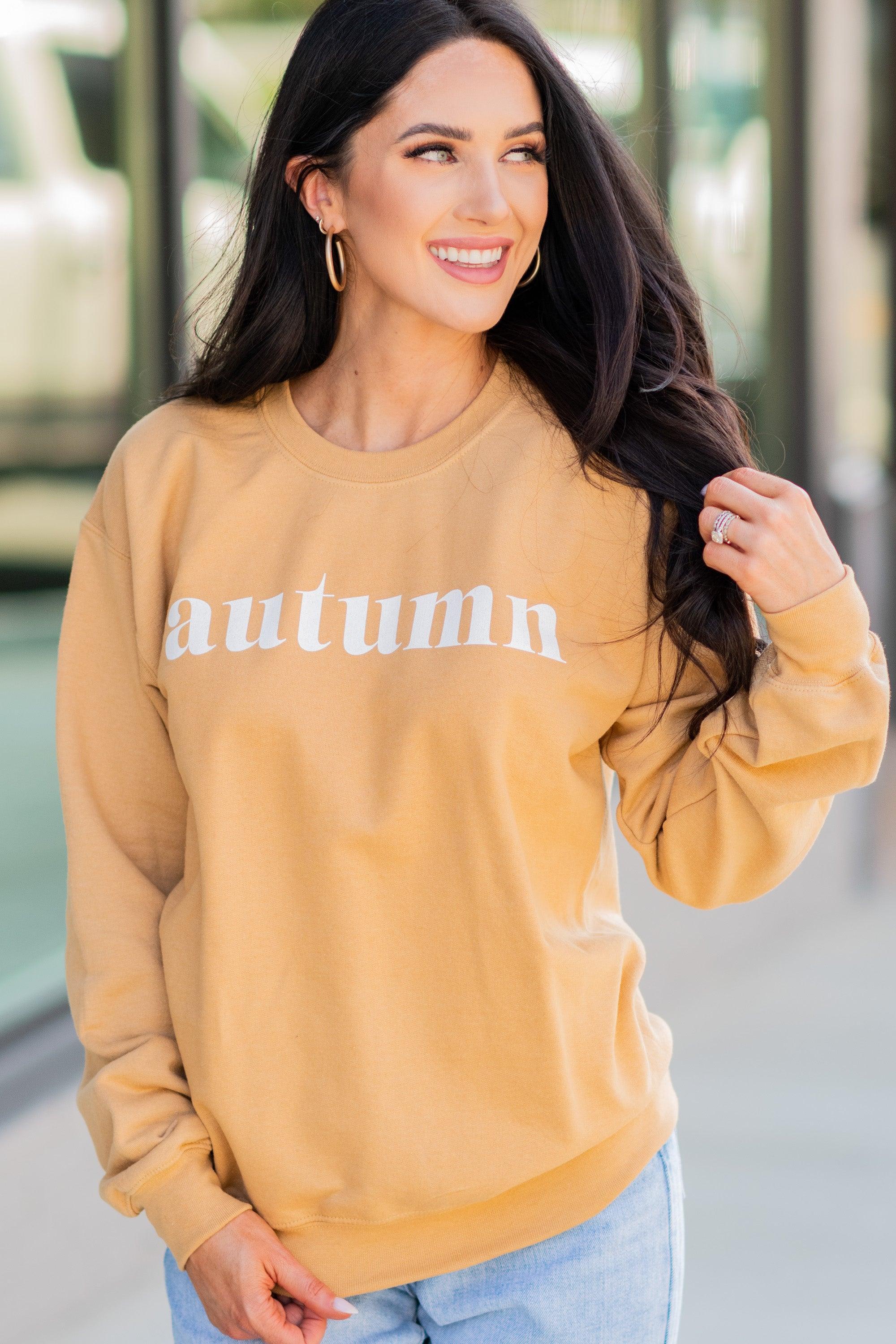 Autumn Old Gold Graphic Sweatshirt Female Product Image