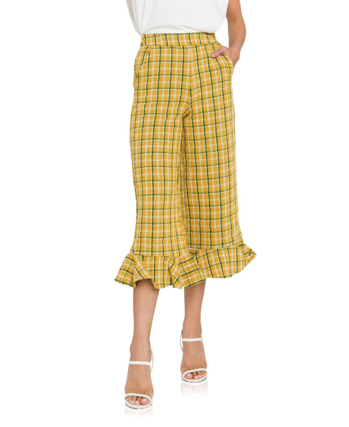 English Factory Womens Tweed Wide Leg Culotte Pants Product Image