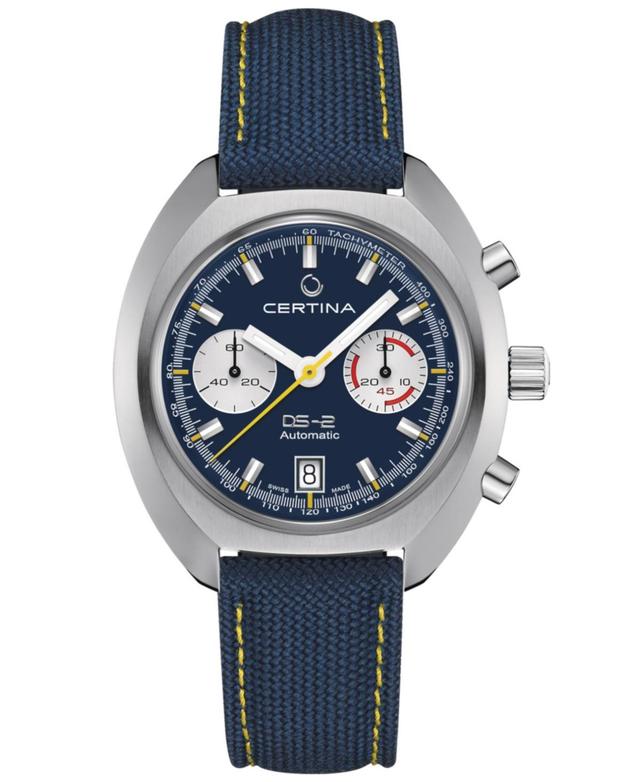 Certina Mens Swiss Automatic Chronograph Ds-2 Blue Synthetic Strap Watch 43mm Product Image