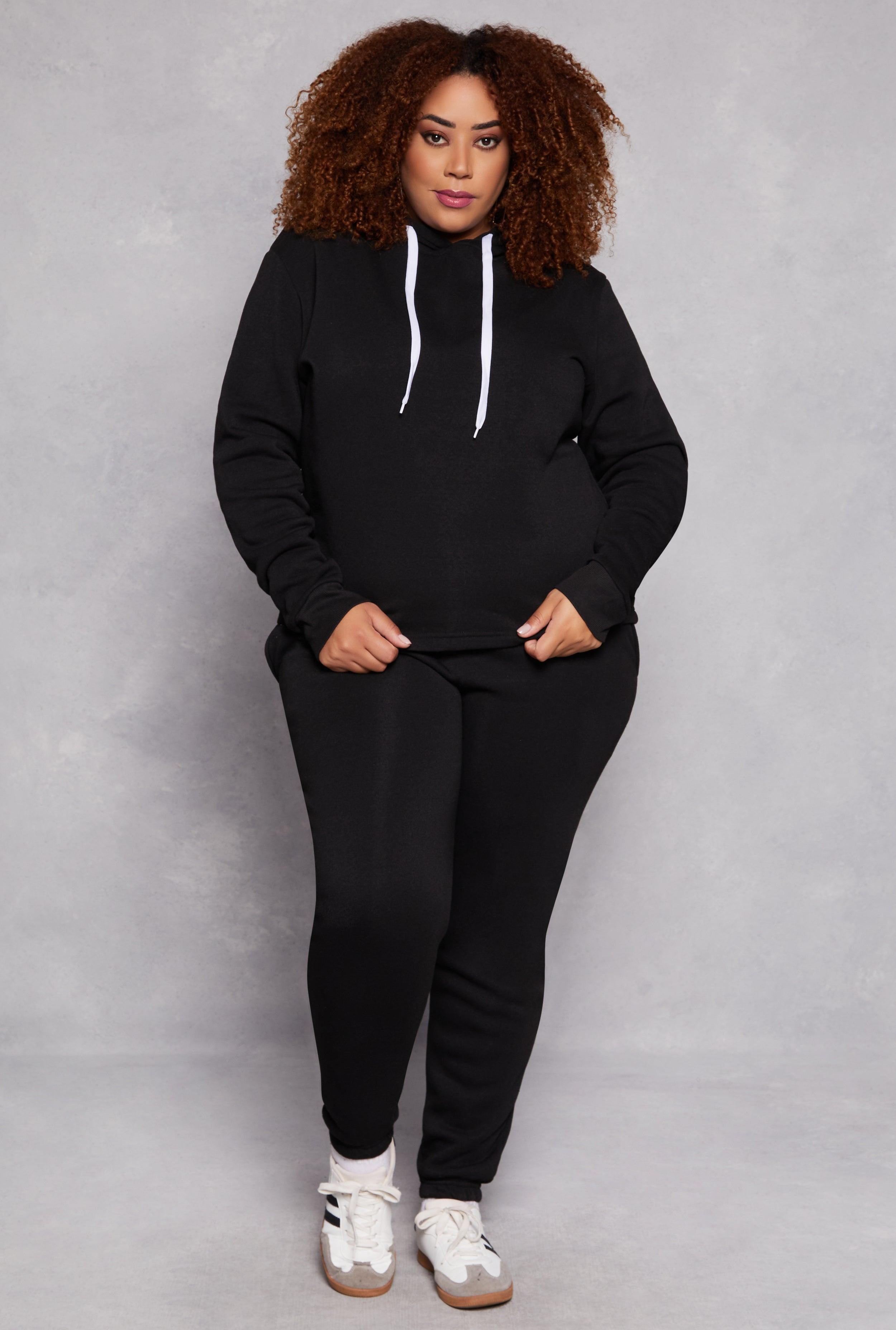 Womens Plus Size Fleece High Waisted Sweatpants Product Image