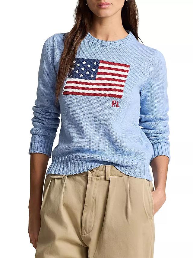 American Flag Cotton Crewneck Sweater Product Image