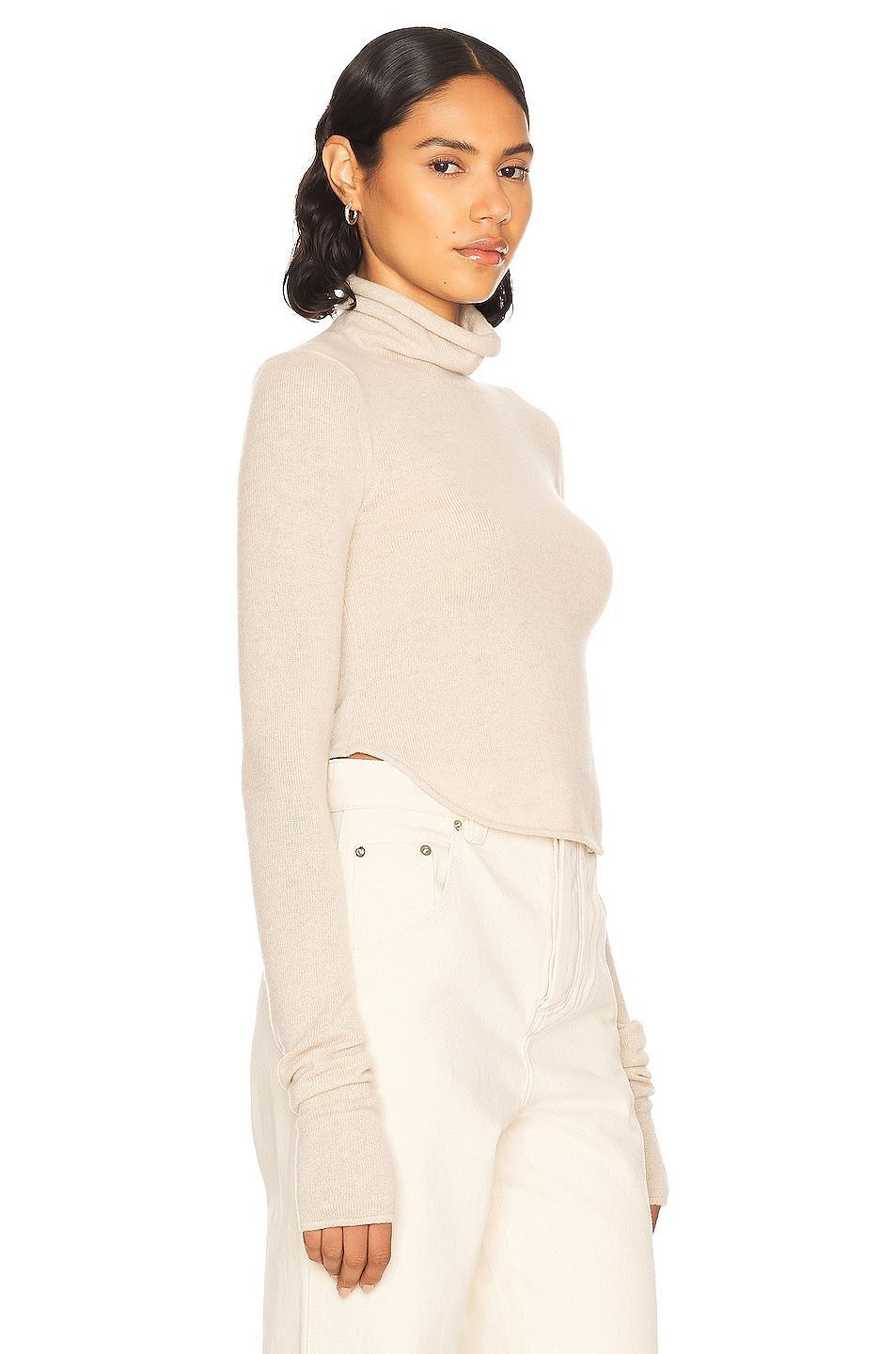 Helsa Alva Cashmere Turtleneck in Heather Oatmeal - Tan. Size XL (also in L, M, S, XS, XXS). Product Image