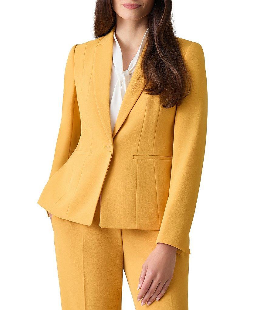 Kasper Stretch Crepe Notch Lapel Long Sleeve Panel Seamed Jacket Product Image