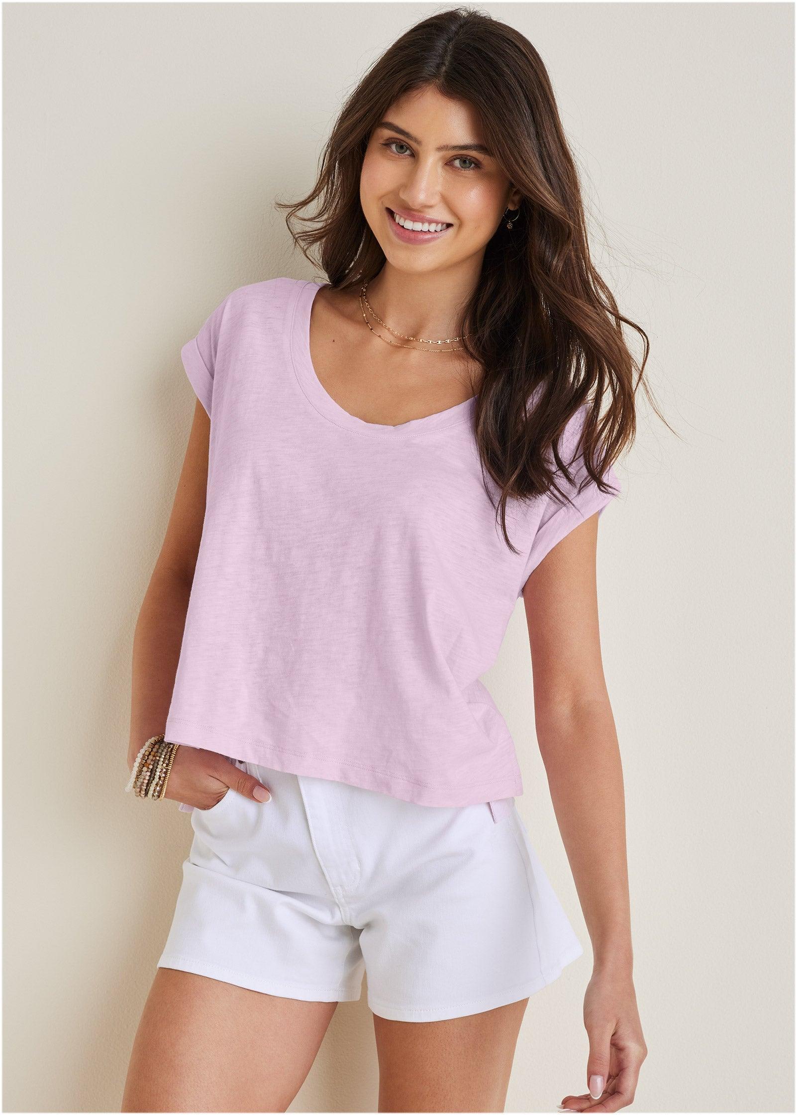 Scoop Neck Tee - Lilac Product Image