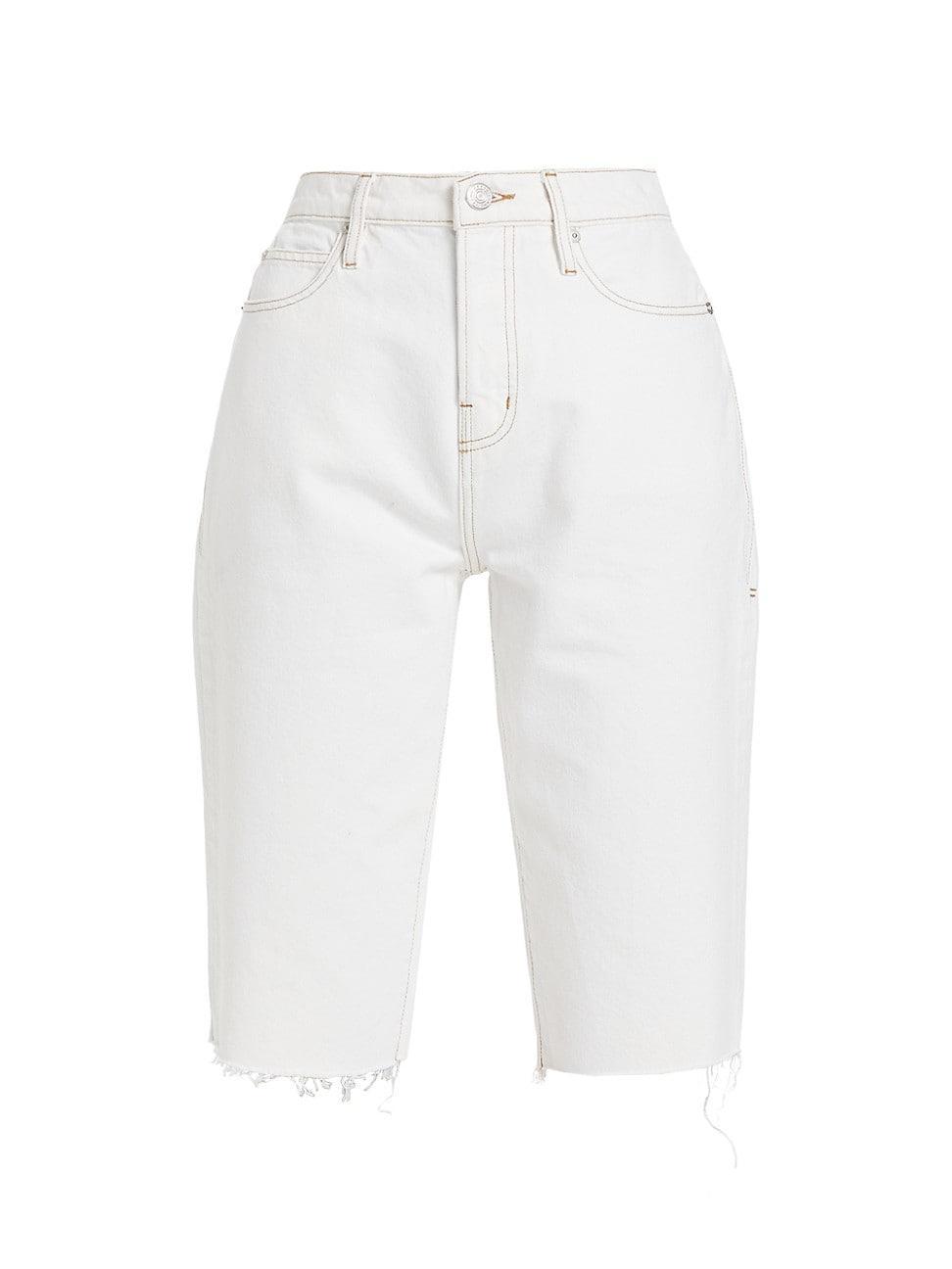 FRAME High Waist Raw Hem Denim Shorts Product Image