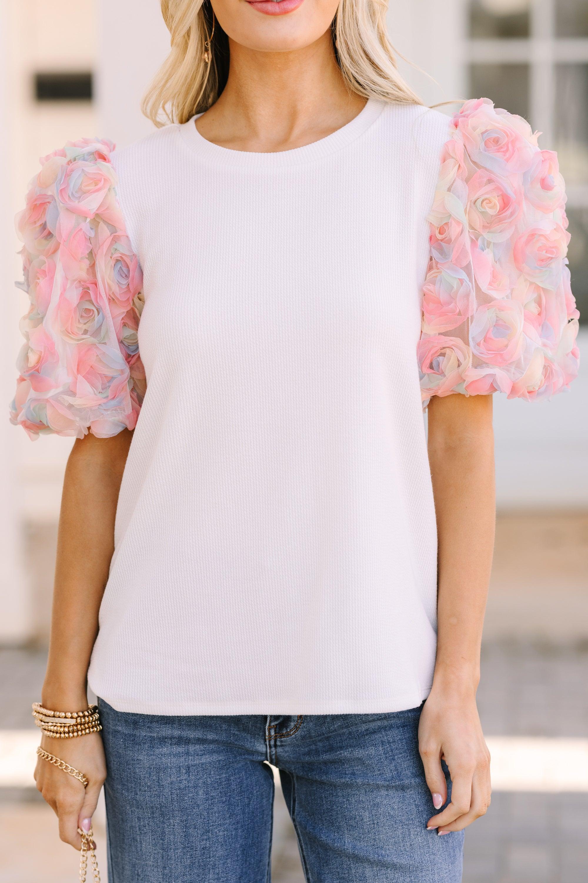 Who You Are White Floral Puff Sleeve Blouse Female Product Image