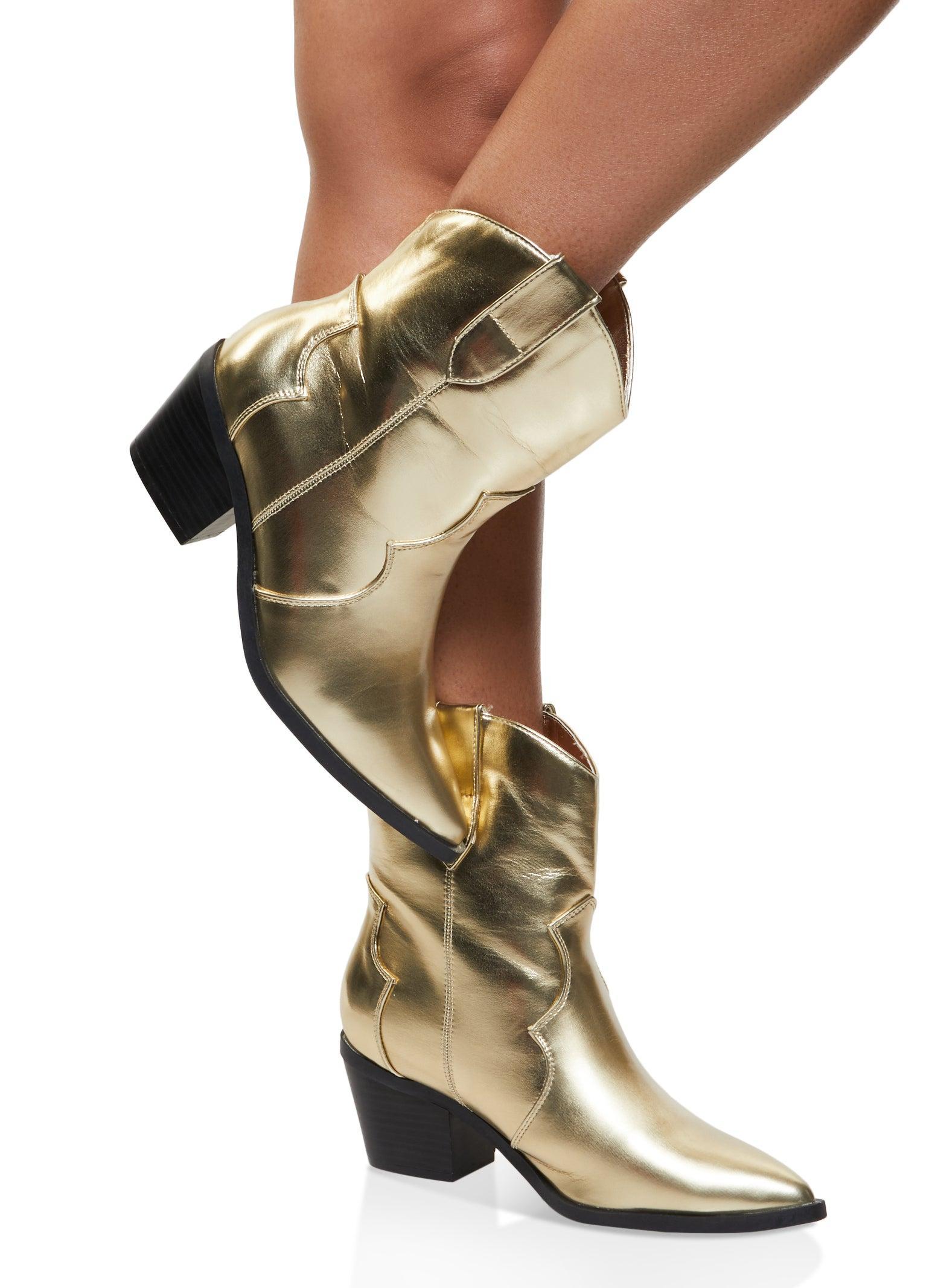 Womens Pointed Toe Mid Heel Cowboy Boots Product Image