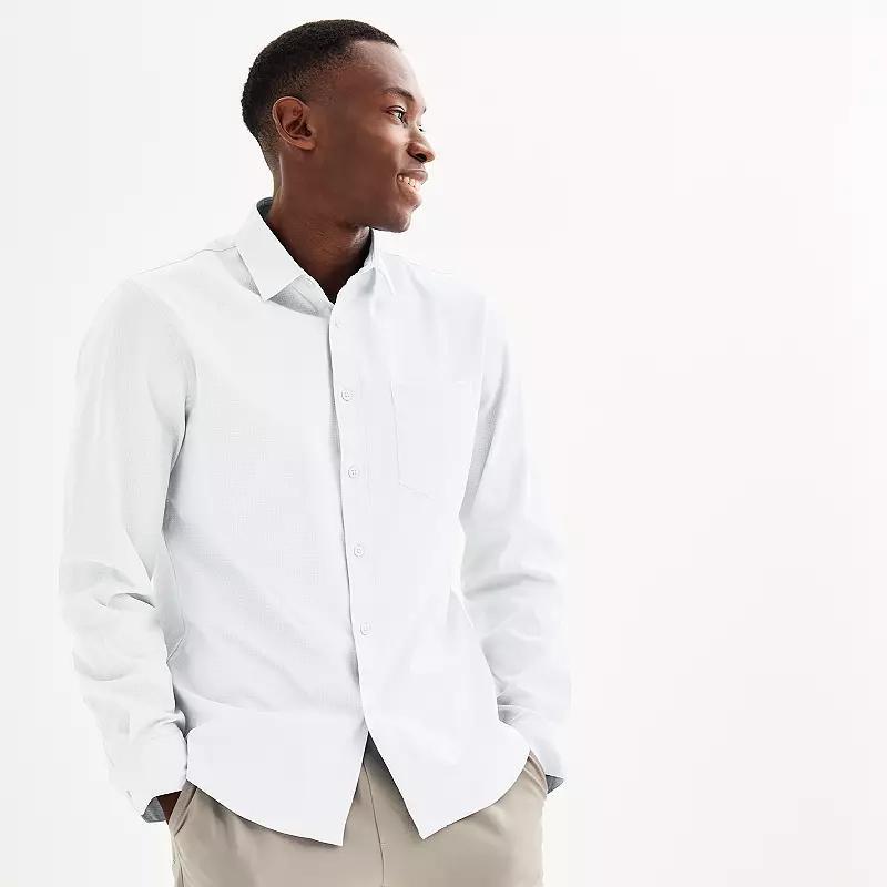 Mens FLX Slim Performance Untucked-Fit Button Down Shirt Red Tastng Product Image