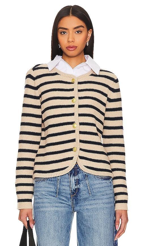 Womens Nancy Striped Merino Wool-Blend Cardigan Product Image