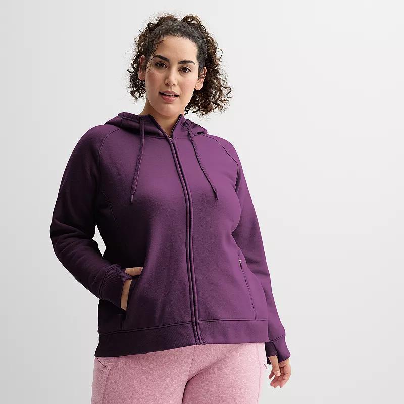 Plus Size Tek Gear Ultrasoft Fleece Long Jacket, Womens Purple Appeal Product Image