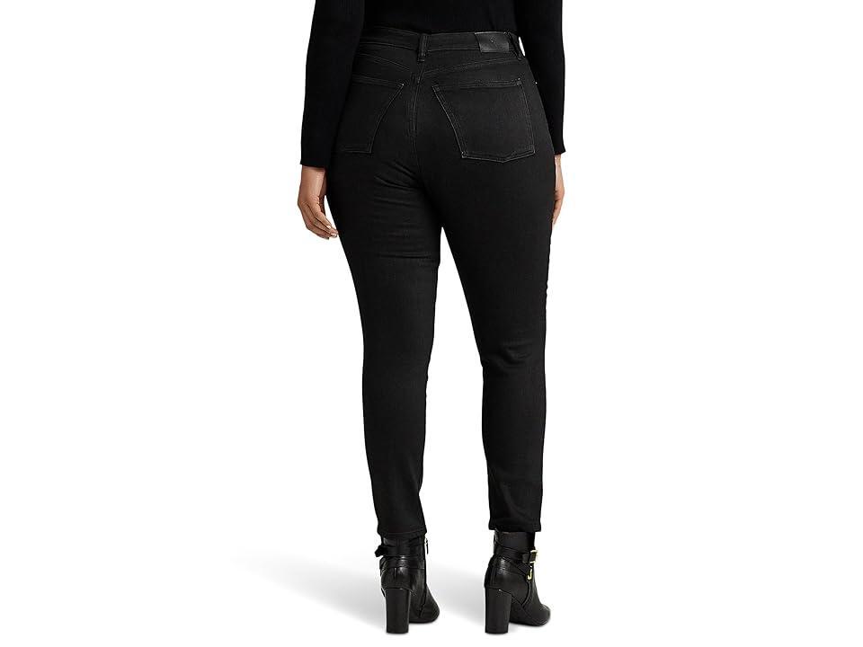 Lauren Ralph Lauren Plus-Size Coated High-Rise Skinny Ankle Jeans Wash (Black Wash) Women's Jeans Product Image