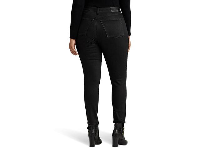 LAUREN Ralph Lauren Plus-Size Coated High-Rise Skinny Ankle Jeans Wash (Black Wash) Women's Jeans Product Image