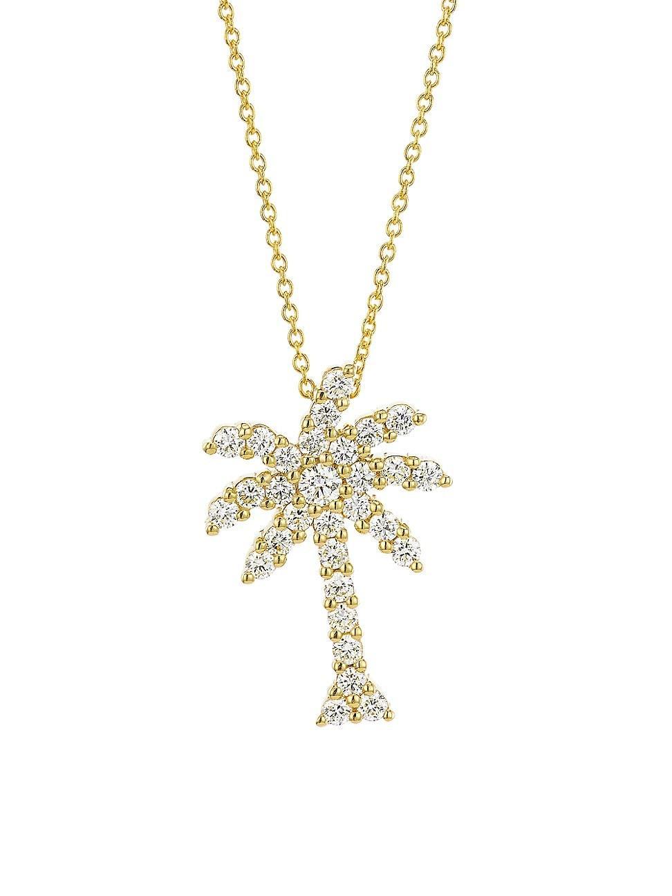 Womens Tiny Treasures 18K Gold & Diamond Palm Tree Necklace Product Image