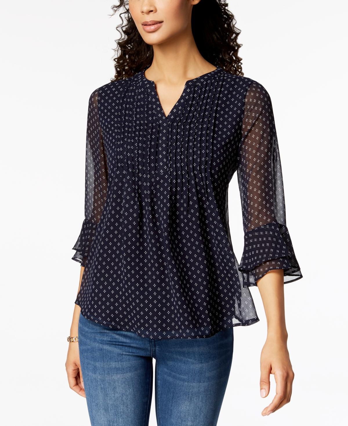 Charter Club Womens Printed Pintuck Top, Created for Macys Product Image