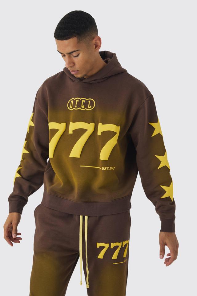 Oversized Boxy Puff Print Spray Wash Moto Hoodie | boohooMAN USA Product Image