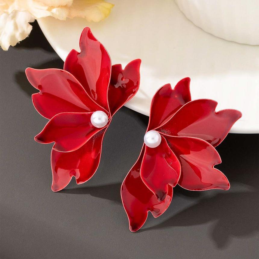 Flower Faux Pearl Stud Earring Product Image