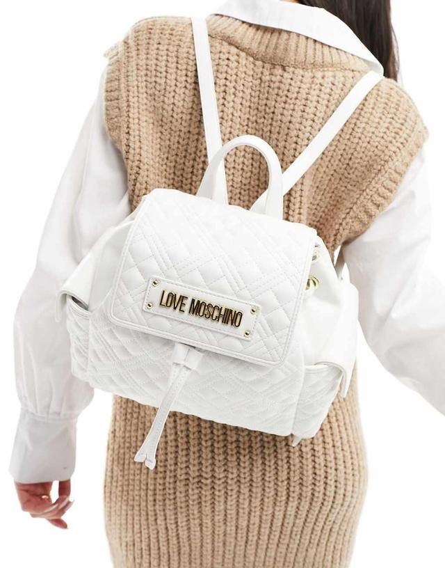 Love Moschino quilted backpack in white Product Image