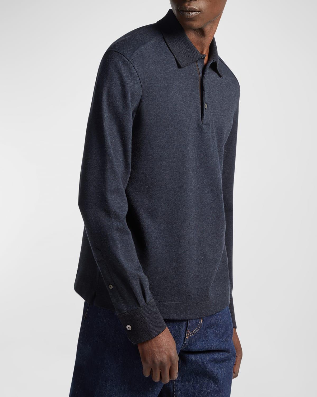 Mens Mlange Long-Sleeve Polo Shirt product image