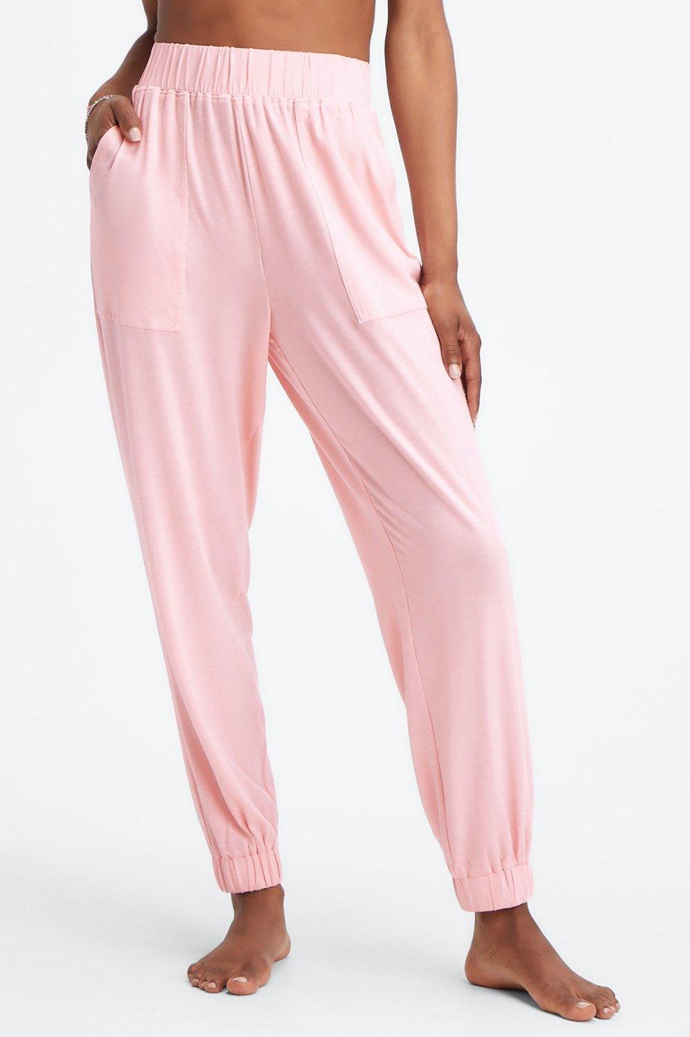 Fabletics RestoreKnit Tapered Lounge Pant Womens pink plus Size 4X Product Image