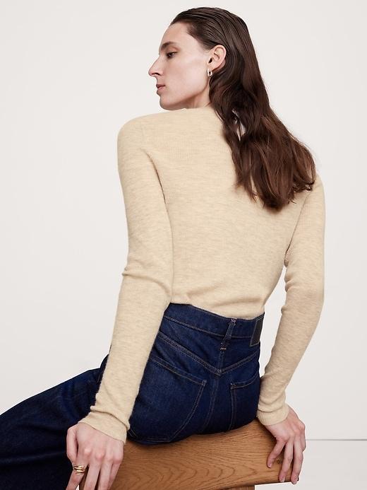 Caro Lightweight Cashmere Henley Sweater Product Image