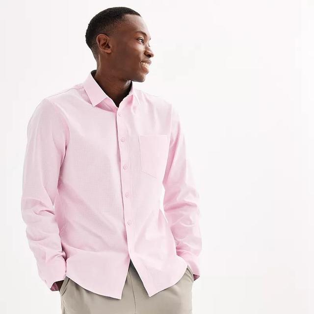 Mens FLX Slim Performance Untucked-Fit Button Down Shirt Red Tastng Product Image