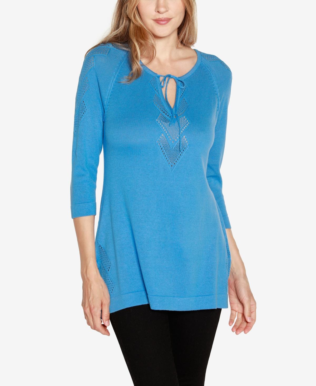 Belldini Womens Raglan Sleeve Pointelle Sweater Product Image