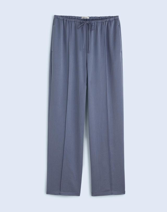 Pintucked Slim Pull-On Pants in Satin Product Image