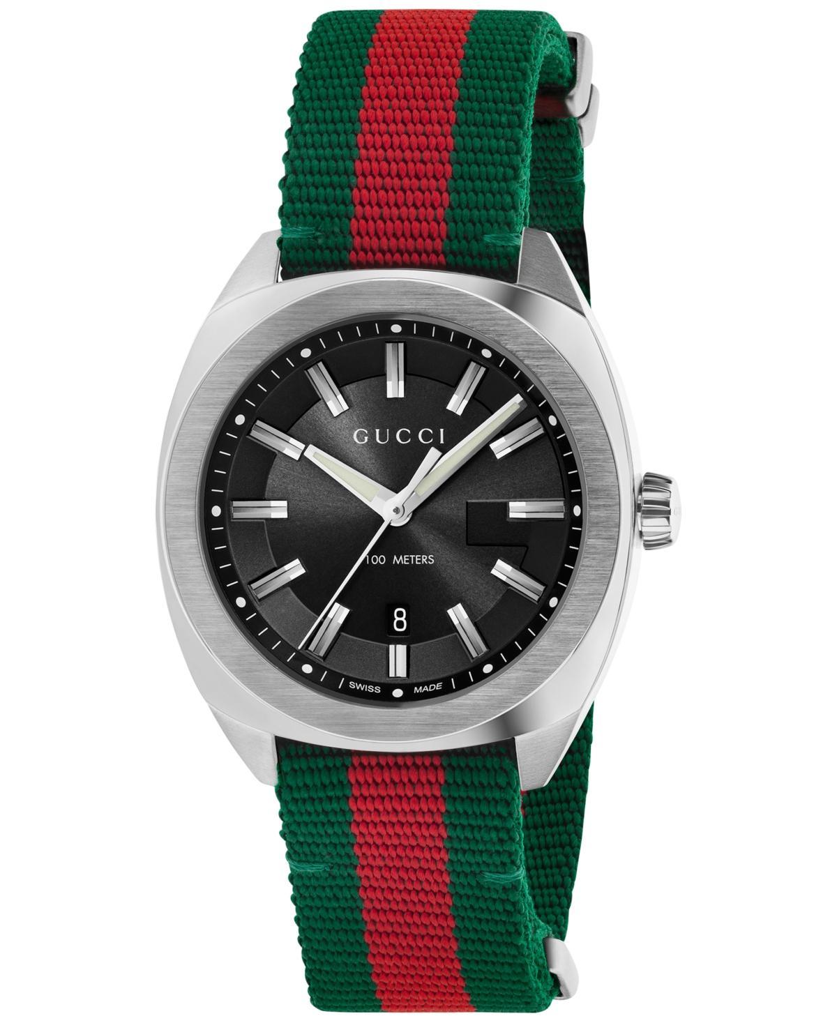 Gucci Mens GG2570 Swiss GreenGreen Web Nylon Strap Watch 41mm YA142305 - Green/Red Product Image