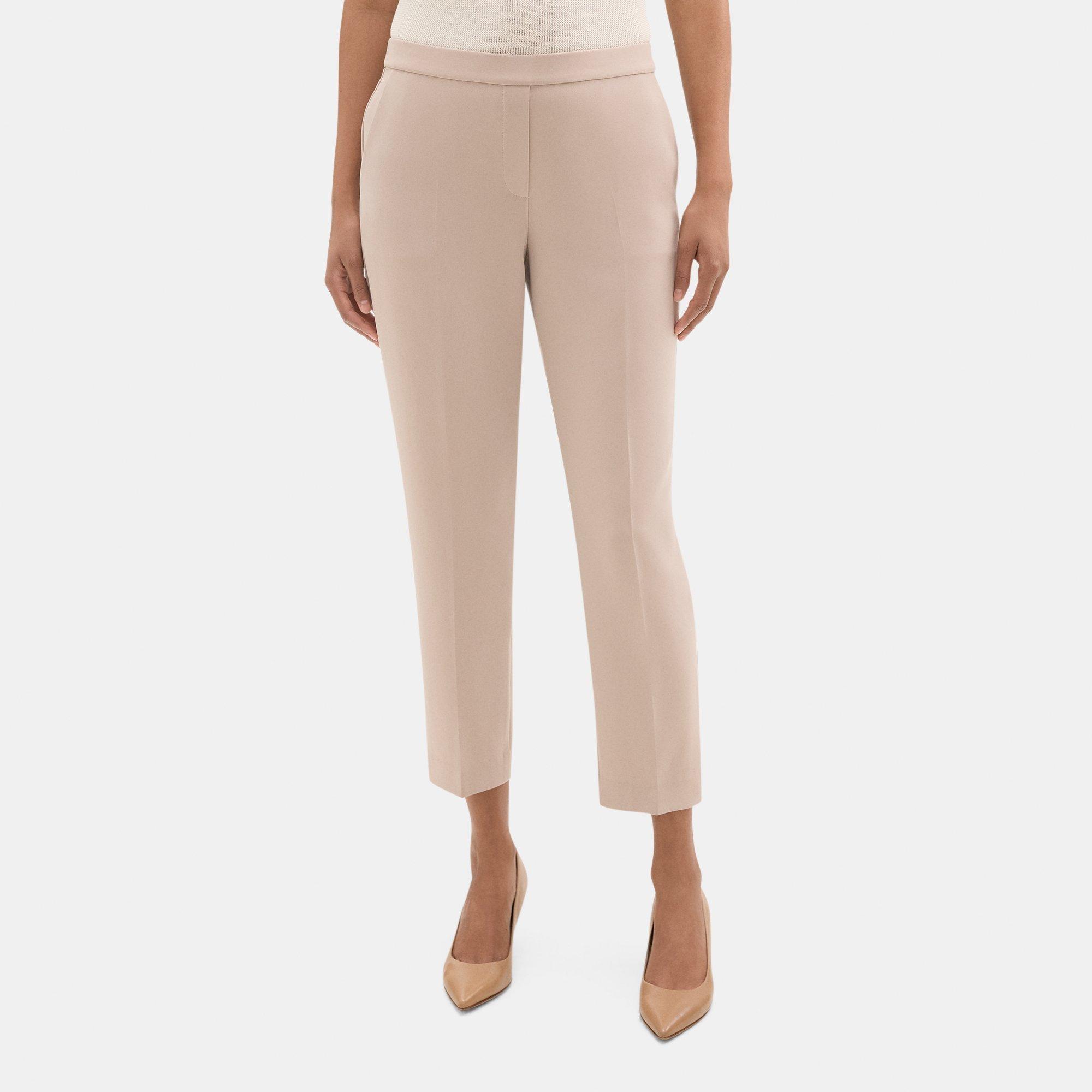 Crepe Cropped Slim Pull-On Pant | Theory Outlet Product Image