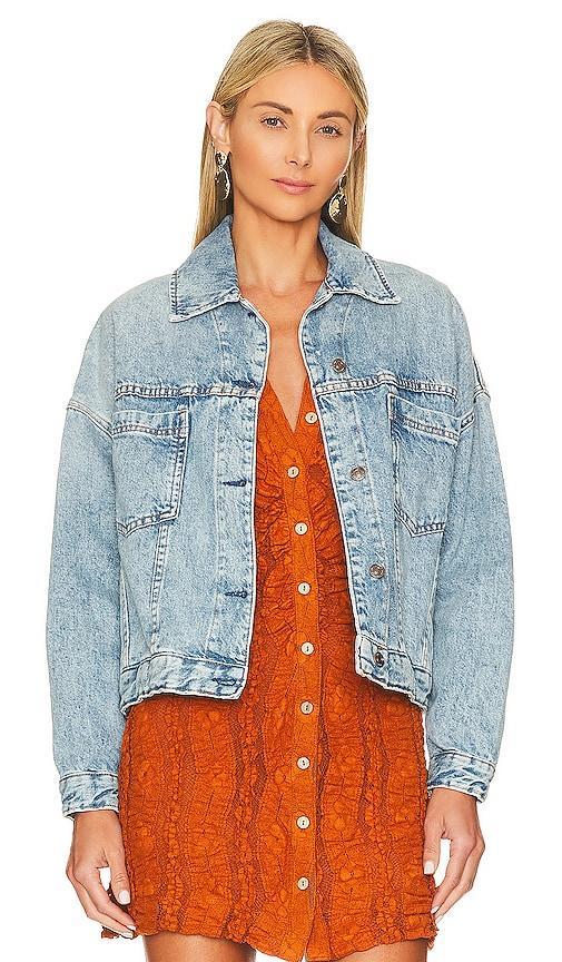 Free People Opal Swing Point Collar Long Sleeve Dropped Shoulder Denim Jacket Product Image