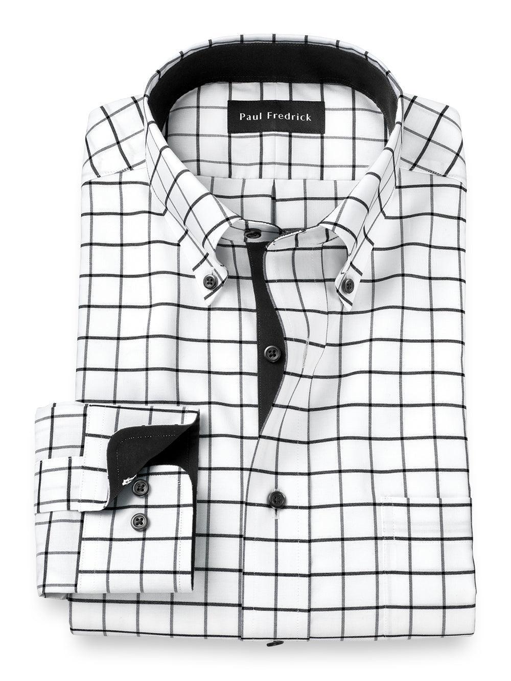 Comfort Stretch Non-iron Check Dress Shirt With Contrast Trim Product Image