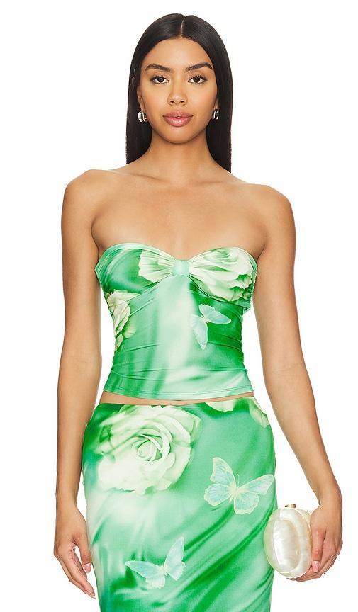 Lovers and Friends Zura Top in Green Rose Swirl Product Image