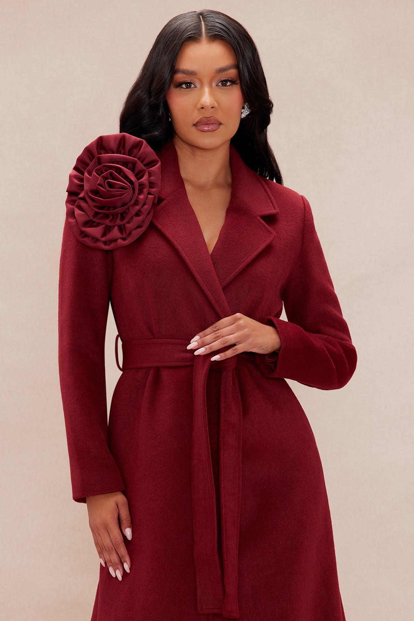 Vanessa Wool Coat - Burgundy Product Image