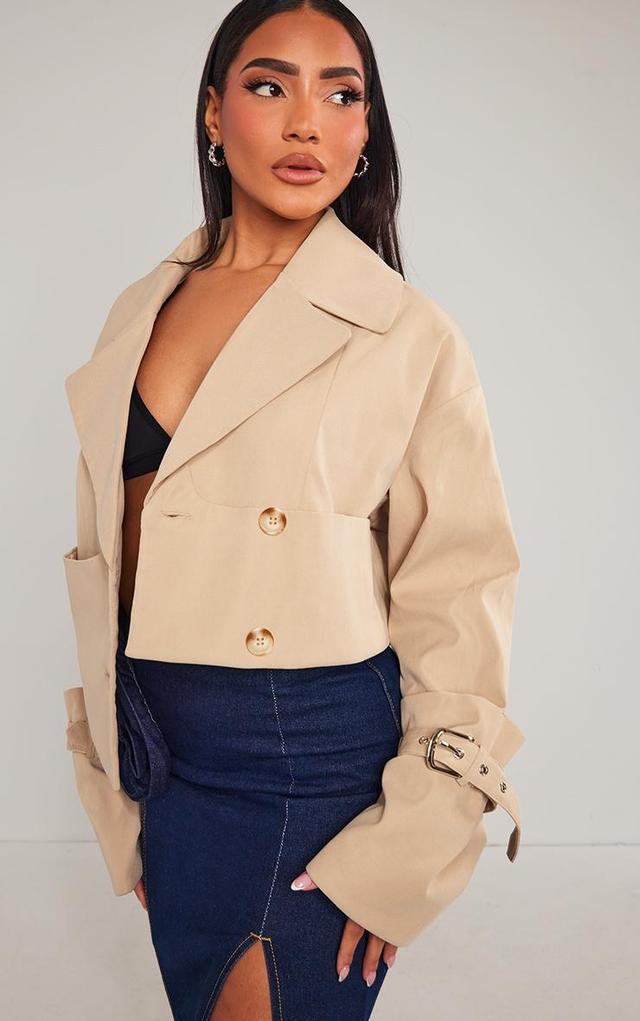 Stone Panelling Detail Crop Trench Coat Product Image