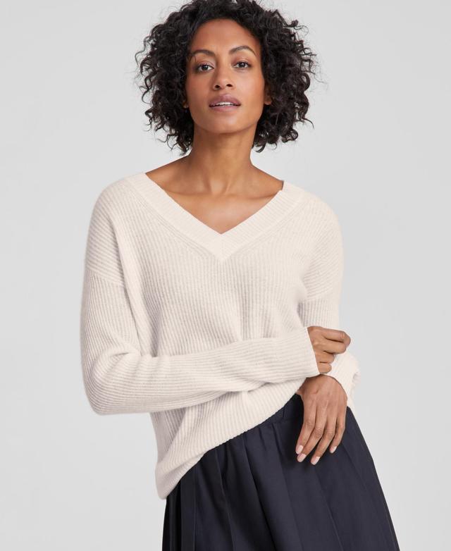 Charter Club Womens 100% Cashmere Ribbed V-Neck Sweater, Regular & Petites, Created for Macys Product Image