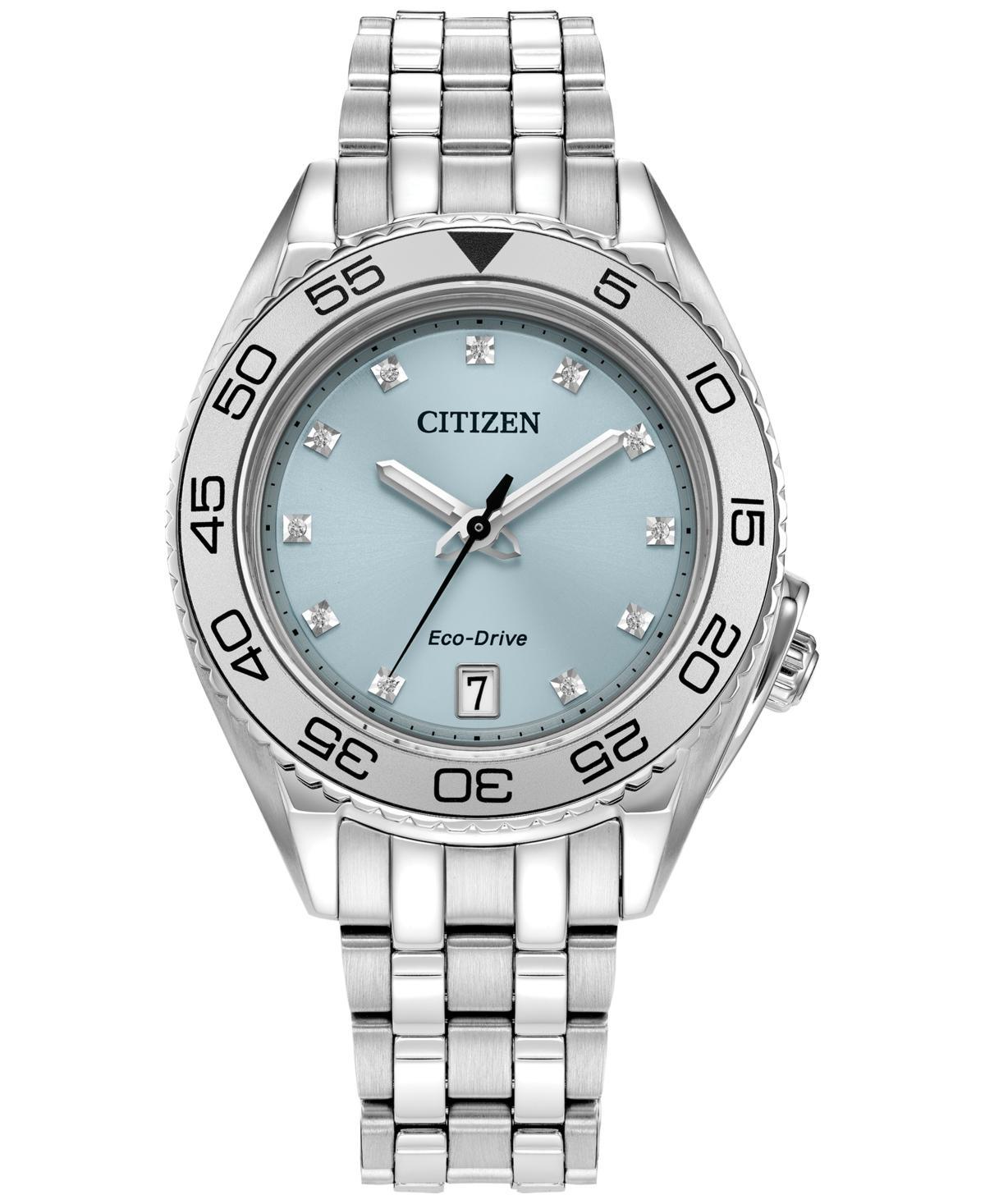 Citizen Eco-Drive Womens Sport Luxury Diamond Accent Stainless Steel Bracelet Watch 35mm Product Image