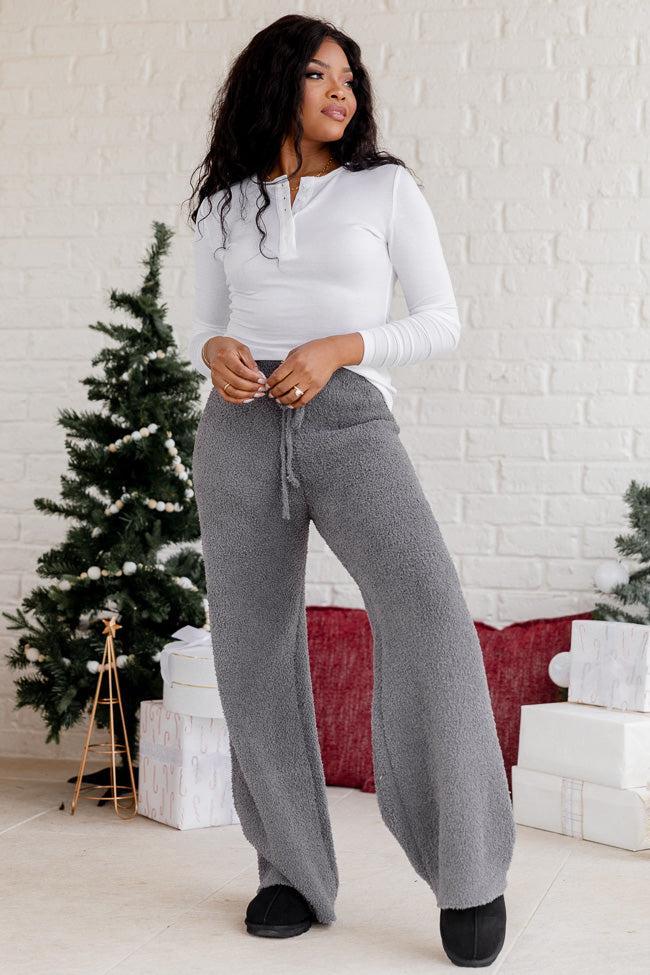 Movies And Chill Fuzzy Charcoal Lounge Pants FINAL SALE Product Image