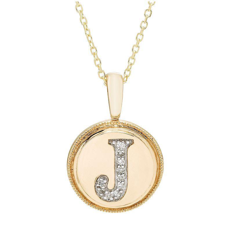 Its Personal 14k Gold Diamond Accent Signet Pendant Necklace, Womens Yellow C Product Image