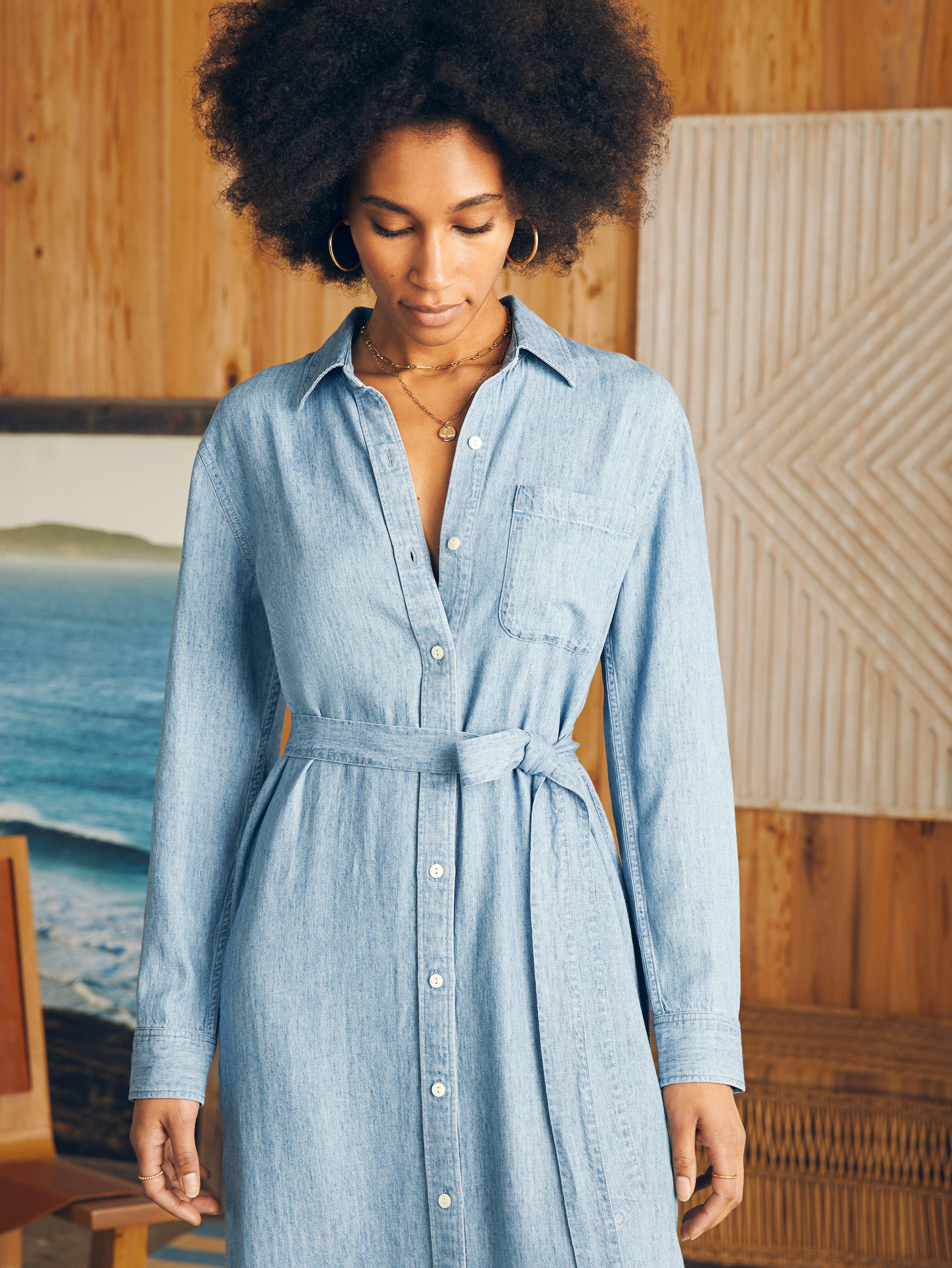 Tried & True Chambray Midi Shirtdress - Blue Tide Wash Female Product Image