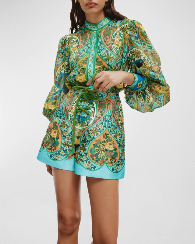 Sofie Balloon-Sleeve Floral Button-Front Blouse Product Image