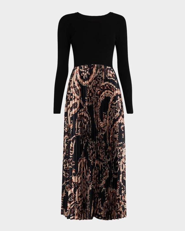 The Mave Pleated Paisley-Print Midi Dress Product Image