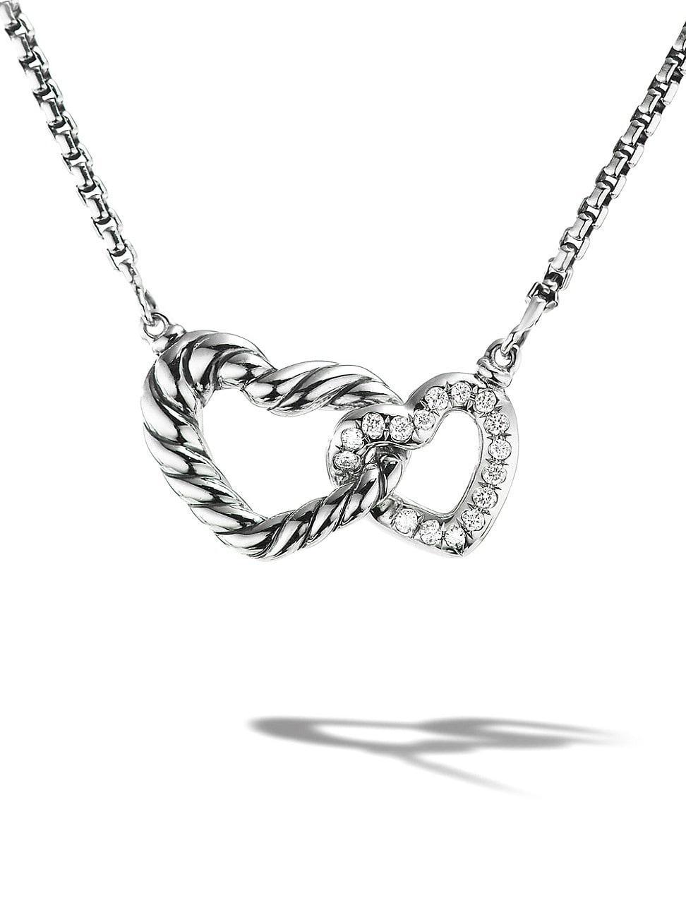 Womens Cable Collectibles Double Heart Necklace With Diamonds Product Image