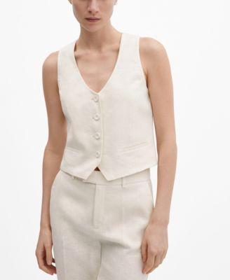 Mango Womens Linen Suit Vest Product Image