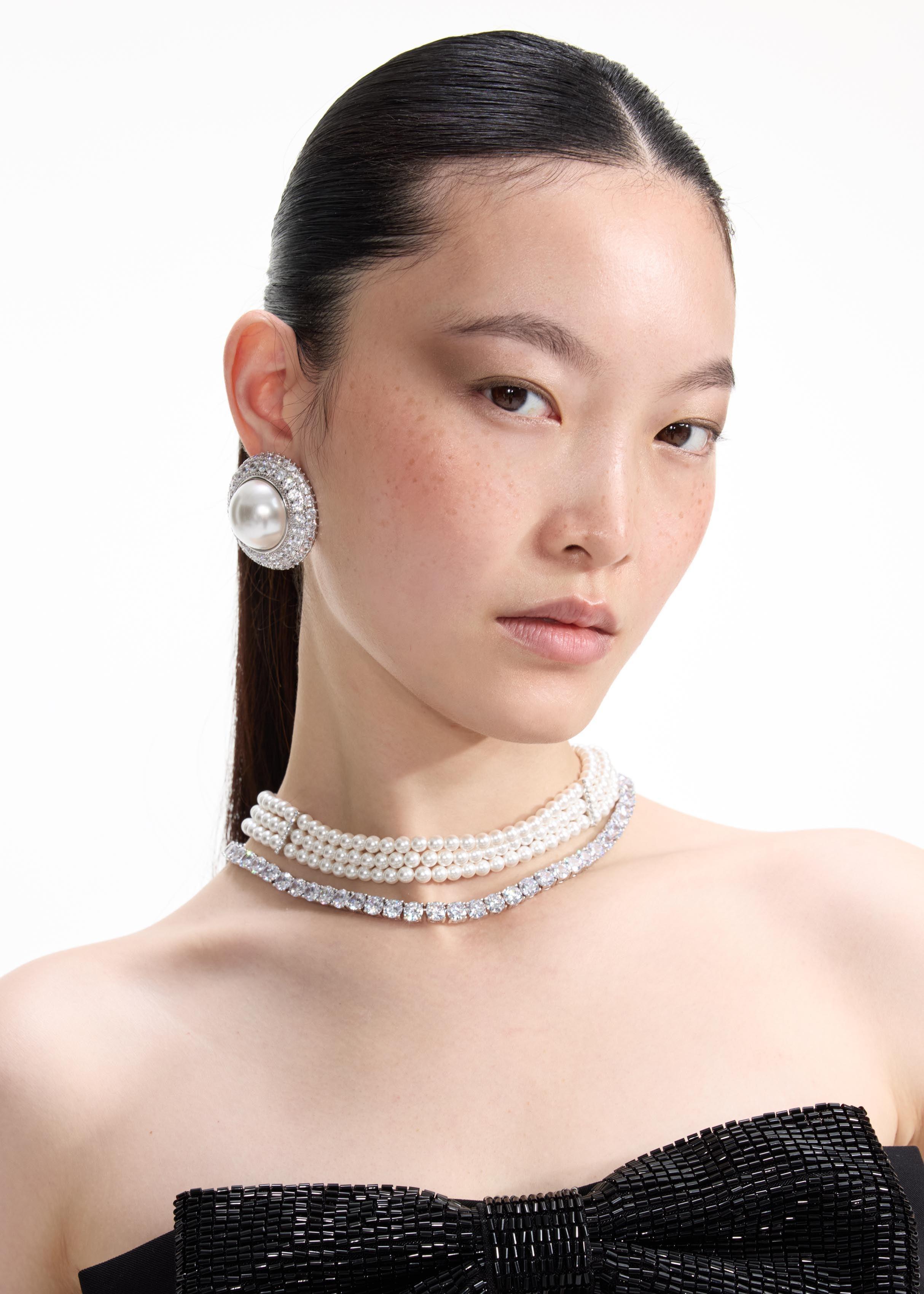 Pearl Diamante Necklace Product Image