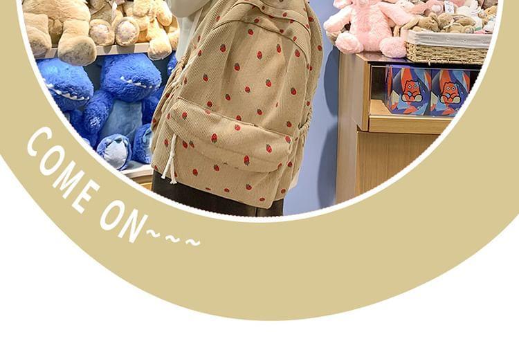 Strawberry Print Multi-Pocket Backpack Product Image