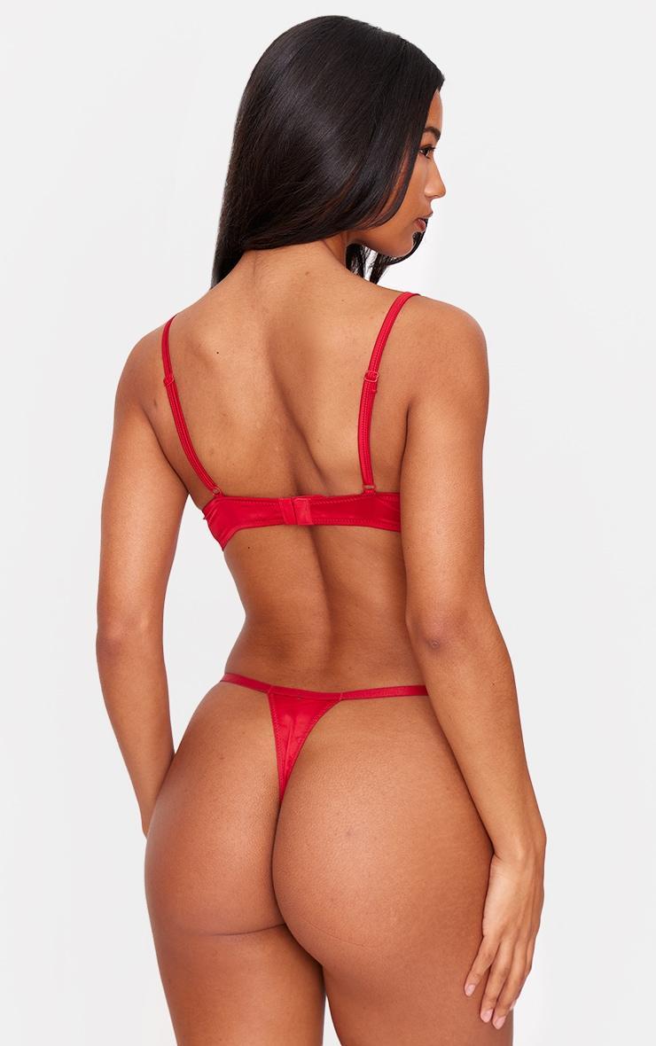 Red Satin Underwired Lingerie Set Product Image