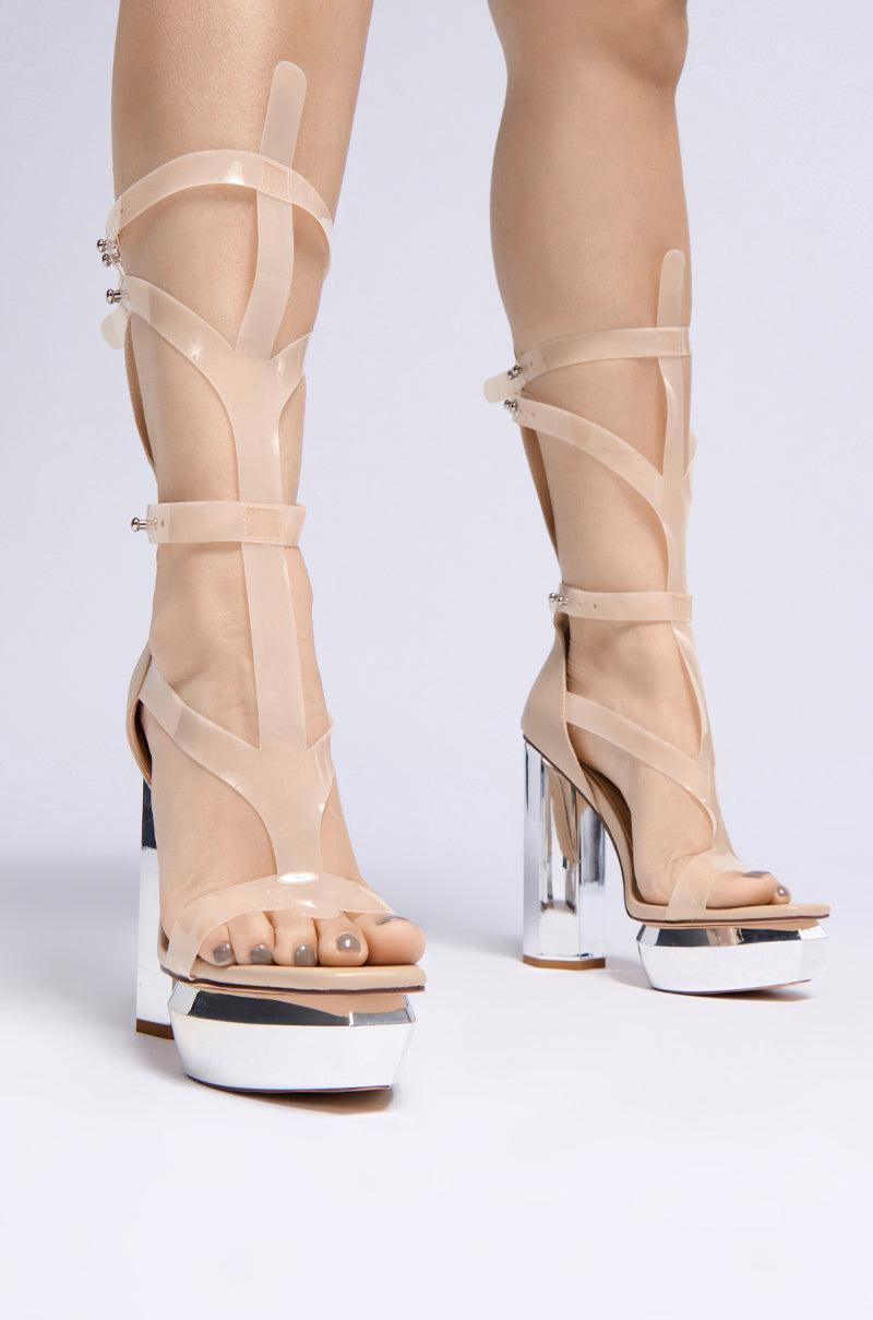 AZALEA WANG DARCELLE NUDE EDGY PLATFORM SANDAL Product Image