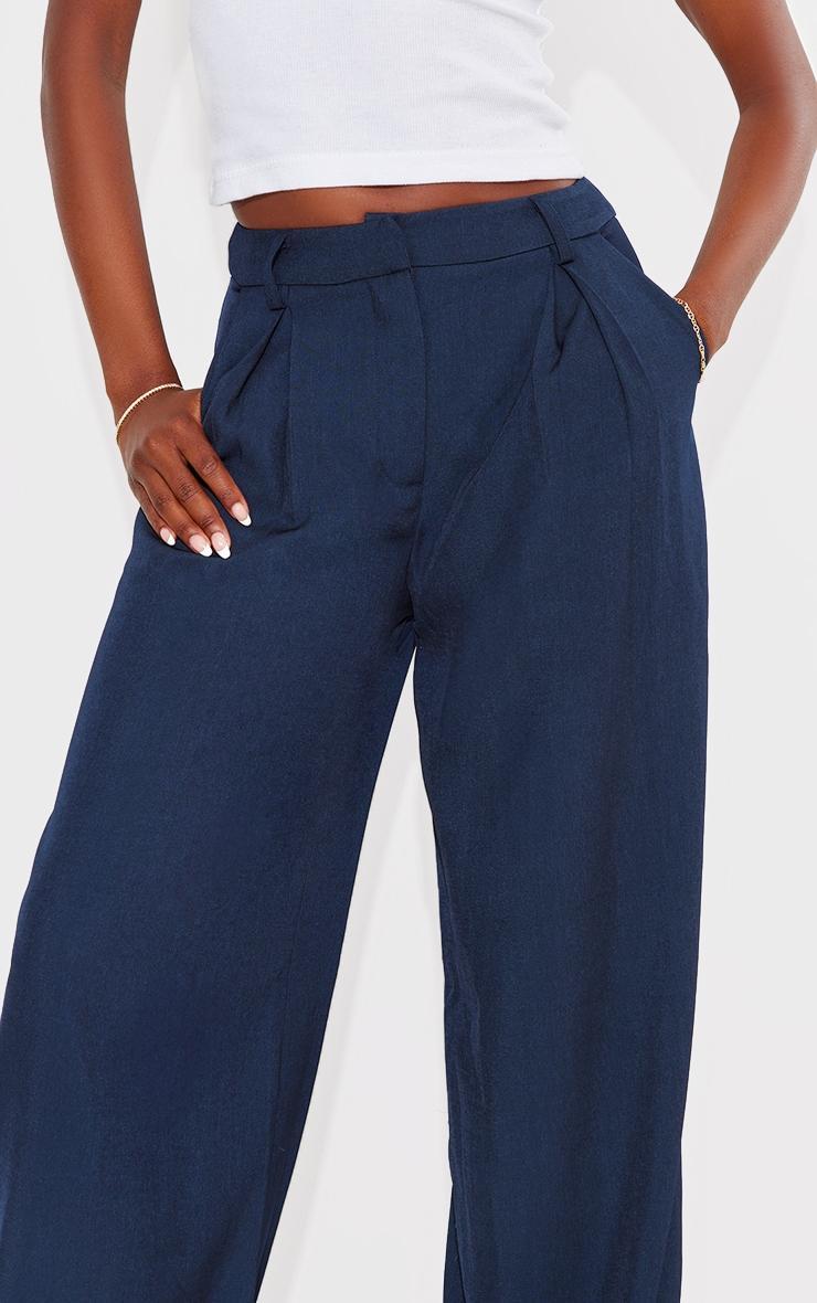 Tall Navy High Waisted Wide Leg Pants Product Image