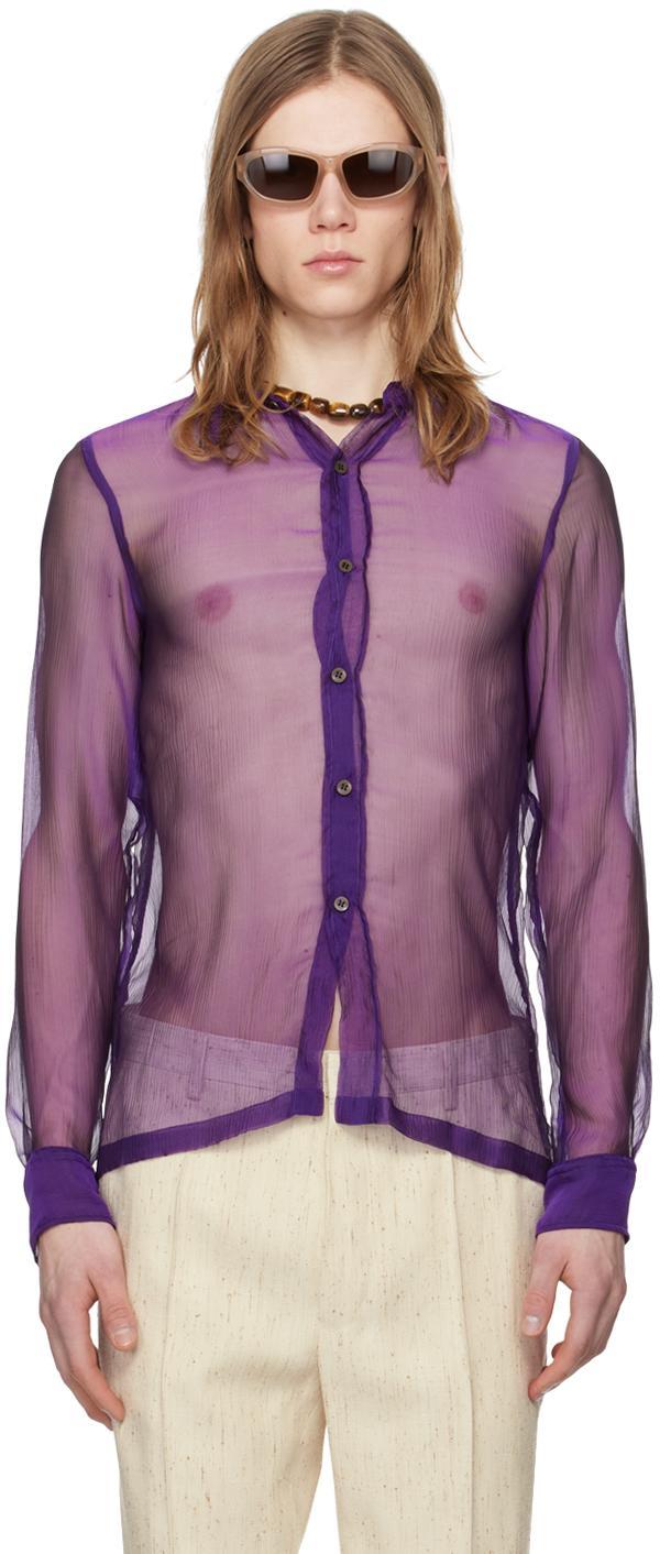 Purple Sheer Shirt In 401 Purple Product Image