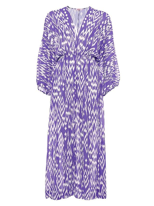 Womens Sky Ikat-Inspired Silk Maxi Dress Product Image